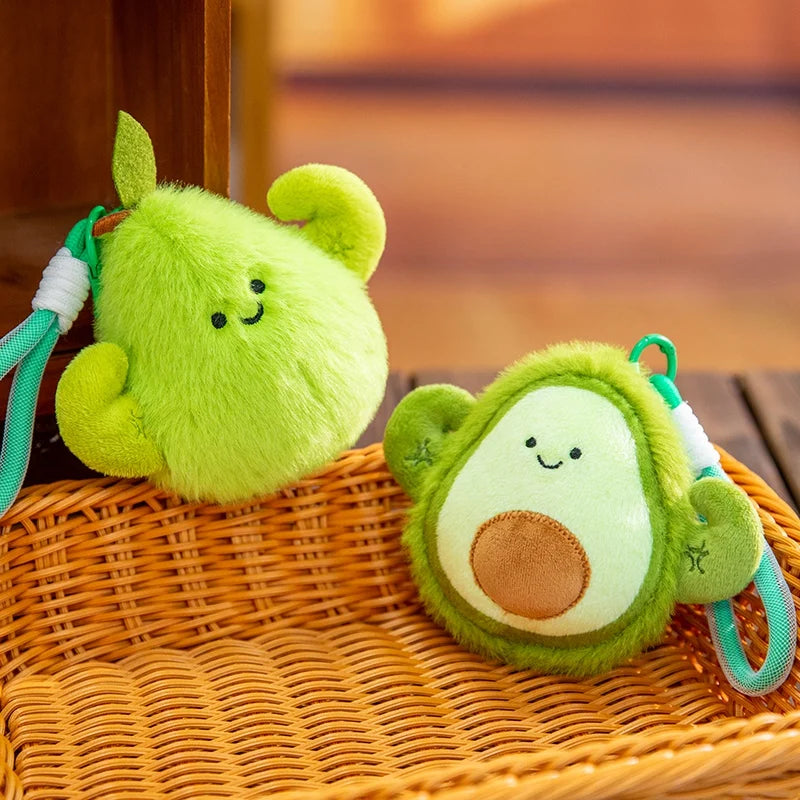 Mini Fruit Plush Keychain Set | Pear, Avocado, Pineapple, Lemon & Banana Pendants, 5\" | 12 cm