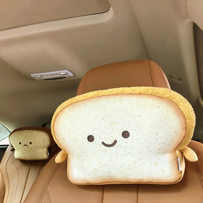 Toast-Shaped Car Headrest & Neck Pillow – Kawaii Car Seat Accessory