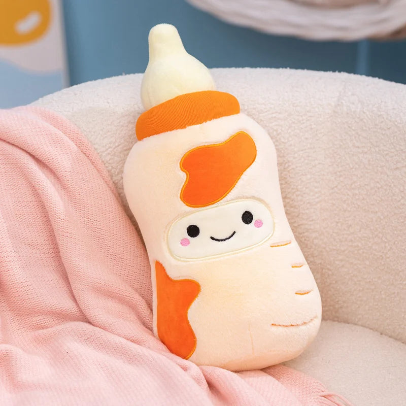 Kawaii Smiling Milk Bottle Plush Pillow | Cute Baby Bottle Stuffed Toy, 15\" | 38 cm