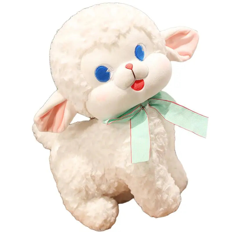 White Lamb Plushie with Bow, 8" |20 cm
