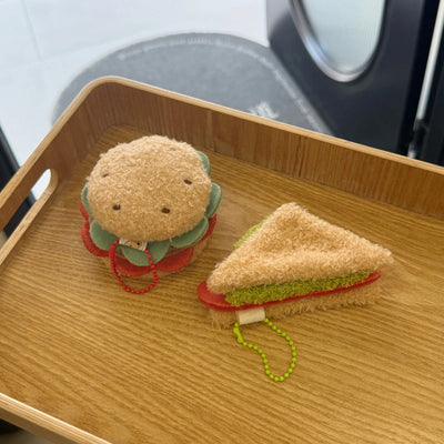 Food-Shaped Plush Keychain Set | Hamburger, Cake & Sandwich Stuffed Pendants