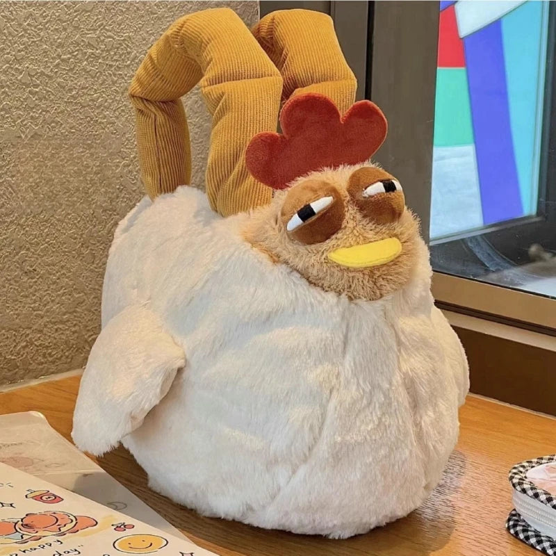 Chicken-Shaped Plush Crossbody Bag – Cute Cartoon Shoulder Bag