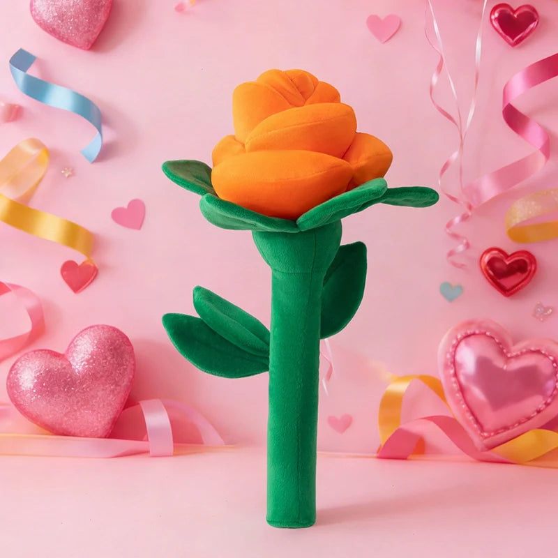 Plush Rose Flower Bouquet | Soft Stuffed Flower Gift Decor, 38cm