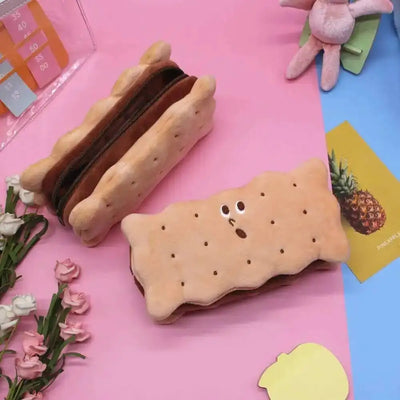Plush Cookie Large-Capacity Pencil Bag, 7" | 19 cm