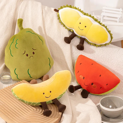 Peluches de frutas de dibujos animados alegres, 4 variedades, 6-10" | 16-25 centímetros