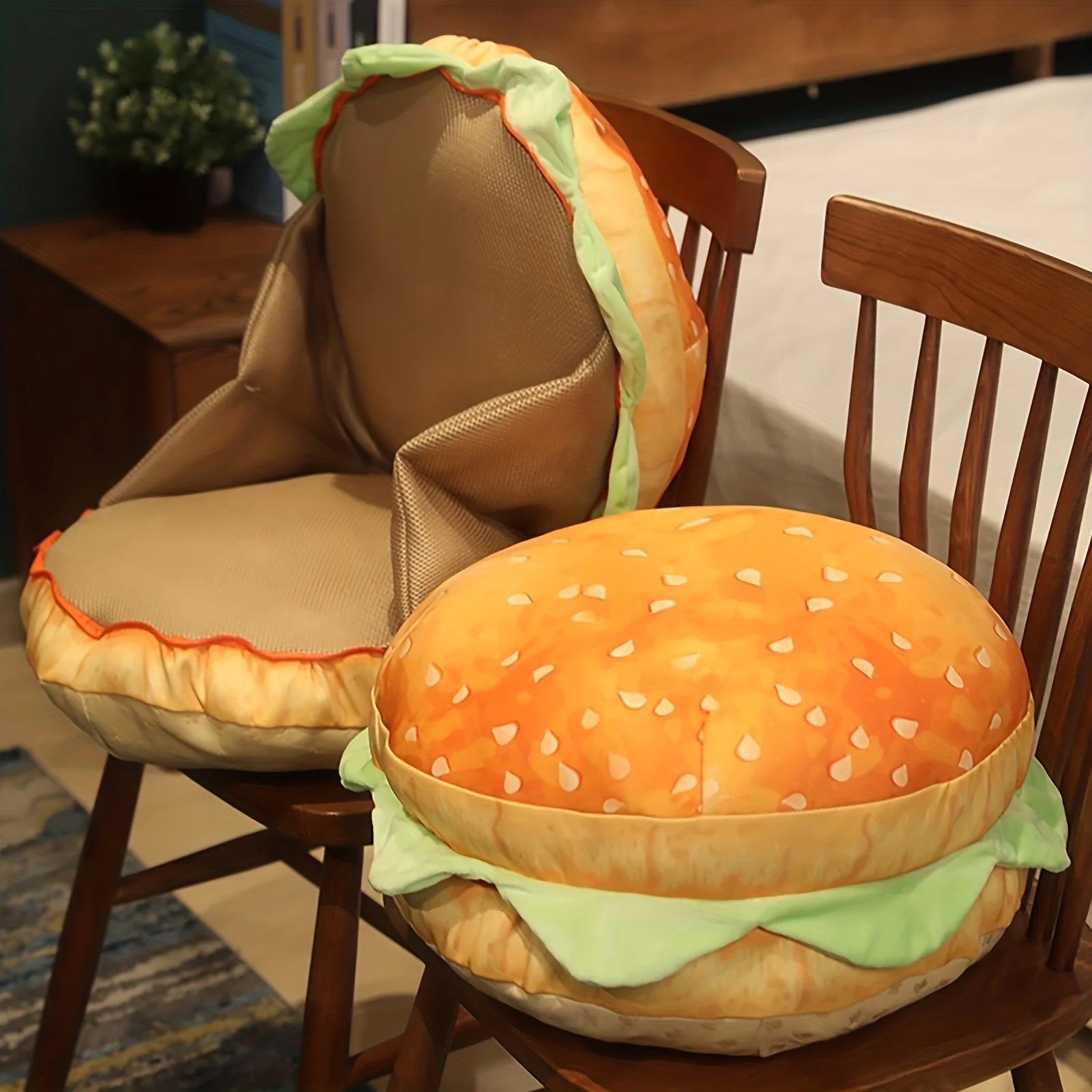 Realistic Burger Plush Pillow Cushion – Funny Prank Gift, 9" | 23 cm