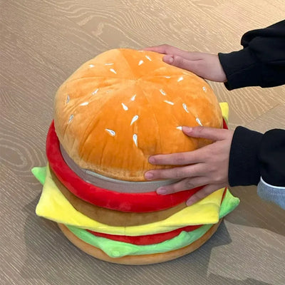 Hamburger Plush Storage Ottoman – Sit & Store, ~11" | 27 cm