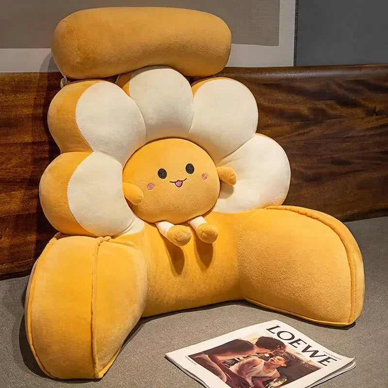 Floral Backrest Lumbar Pillow – Plush Knit Reading Support
