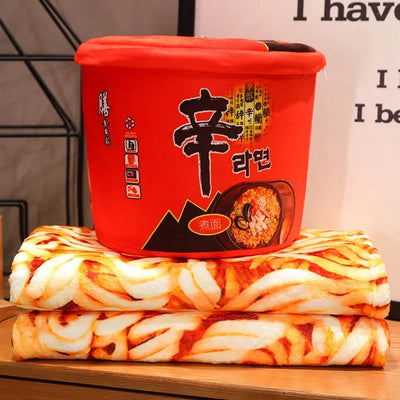Plushie Instant Noodle Cup with Blanket – Ramen Bowl Pillow Gift