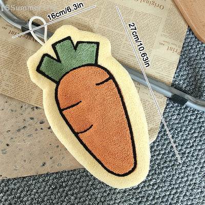 Veggie Hand Towel – Coral Fleece Carrot & Tomato Design