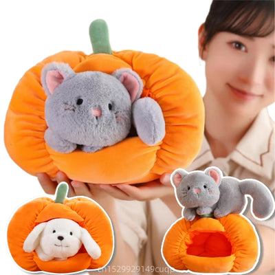 Pumpkin Plushie with Hidden Stuffed Animal
