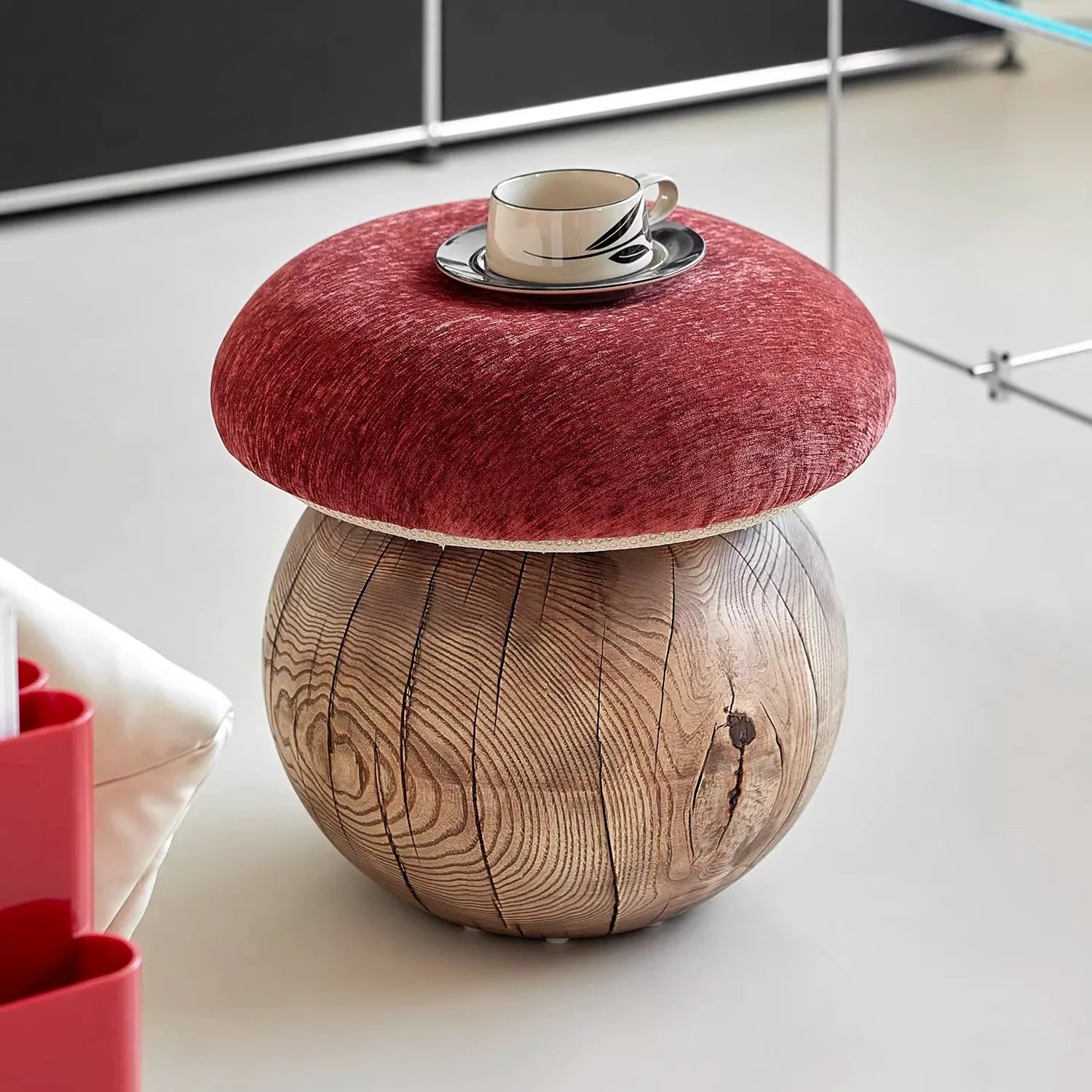 Mushroom Shape Shoe Change Stool – Cream Style Art Design Stool