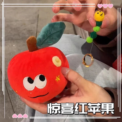 Surprise Red Apple Plush Toy | Hidden Caterpillar Ring Gift Box, 4\" | 10 cm