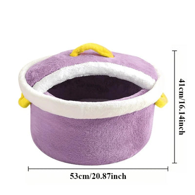 Cooking Pot Pet Bed 🍲 | Cozy Plush Bed for Cats and Small Dogs - Four Colors