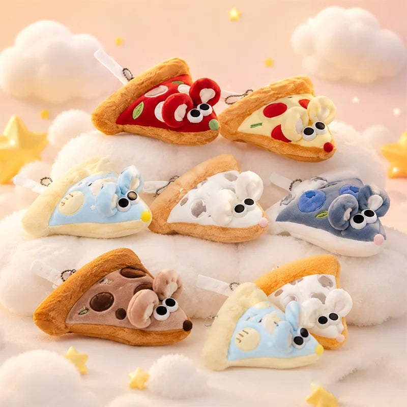 Pizza Mouse Stuffed Plush Toy | Kawaii Mouse & Pizza Slice Set, 6\" | 15 cm