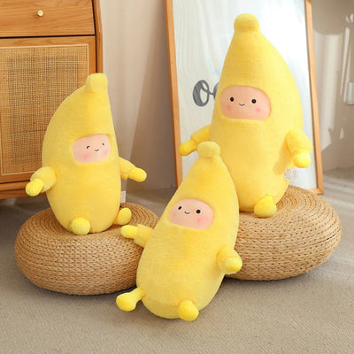 Kawaii Banana Man Plushie with Arms & Legs, 16" | 42 cm
