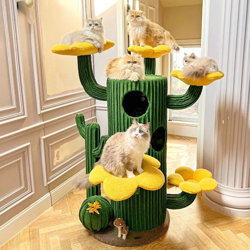 Árbol para gatos de lujo en forma de cactus - Apto para múltiples gatos
