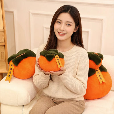 Fluffy Persimmon Plush Pillow – Long Back Support Cushion, 8" | 20 cm