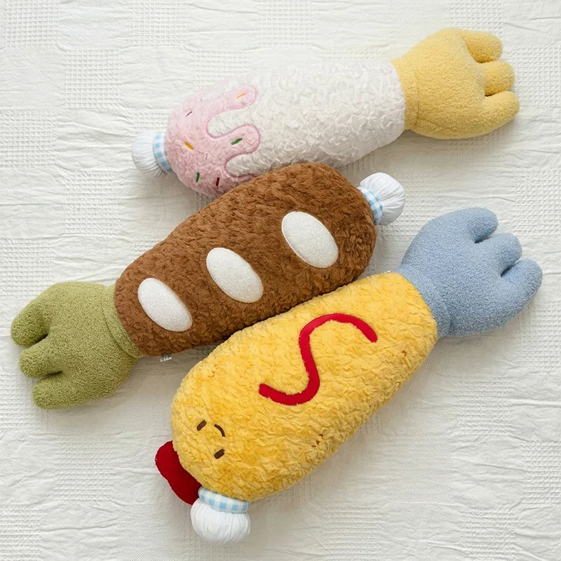 Simulation Cartoon Fork Plush Toys Creative Stuffed Soft Fried Shrimp Pillow Children Comfort Doll Home Decor for Kids Gifts