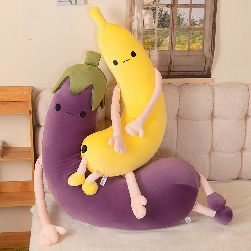 Banana or Eggplant Soothing Plush Pillow – Bedroom Home Decoration