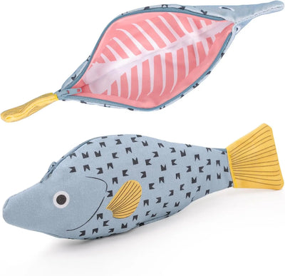 Fish-Shaped Novelty Pencil Case – Plush Fishbone Pen Bag