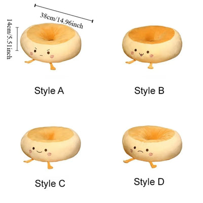 Cojín de Bagel Kawaii, 15" | 38 centímetros