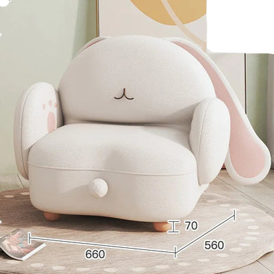 Adorable Rabbit Plushie Chair for Kids, 24"-31" | 60-71 cm plush toy – – Off White/ Faux Leather / Small – Image 8 | Plushie Produce