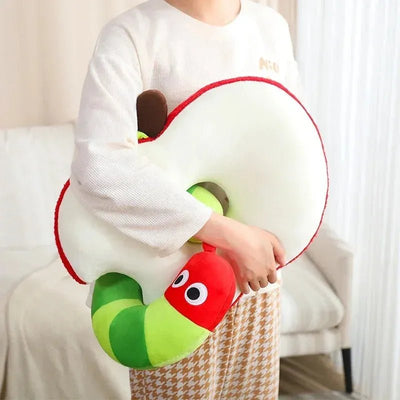 Apple & Worm Plushie Set – Unique Backrest and Neck Pillow plush toy – – – Image 6 | Plushie Produce