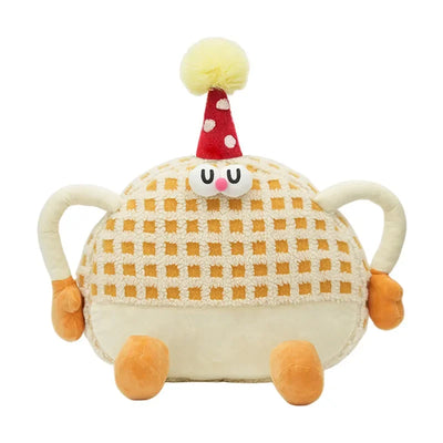 Birthday Waffle Cushion Plushie for Head/Lumbar Support, 14-20" | 35-50 cm plush toy – – Beige Backrest – Image 11 | Plushie Produce