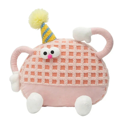 Birthday Waffle Cushion Plushie for Head/Lumbar Support, 14-20" | 35-50 cm plush toy – – Pink Backrest – Image 6 | Plushie Produce