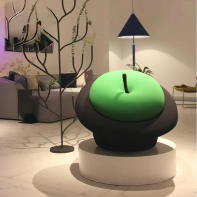 Black Hat & Apple Ottoman – Whimsical Home Decor plush toy – – Green – Image 2 | Plushie Produce
