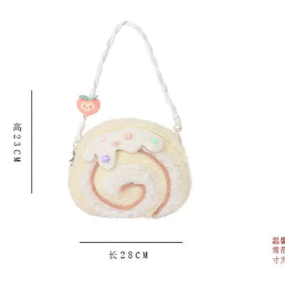 Cake Roll Plushie Shoulder Bag, 11"x9" | 28x23 cm plush toy – – – Image 5 | Plushie Produce