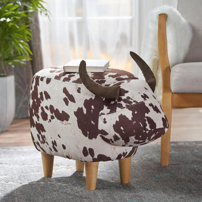 Cow Ottoman with Velvet Fabric in Two Colors plush toy – – Brown white – Image 7 | Plushie Produce