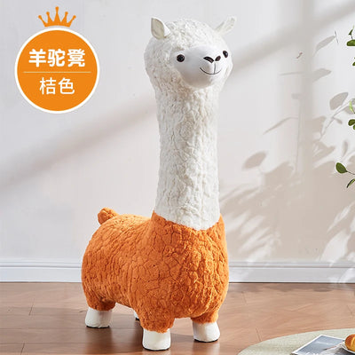 Cozy Alpaca Plushie Ottoman, Eight Colors plush toy – – orange – Image 1 | Plushie Produce