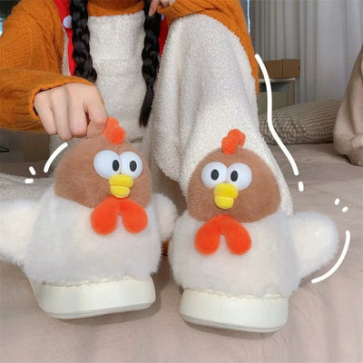 Cozy Hen Plush Slippers, US Men 4-6/ Women 5.5-7.5 plush toy – – – Image 2 | Plushie Produce