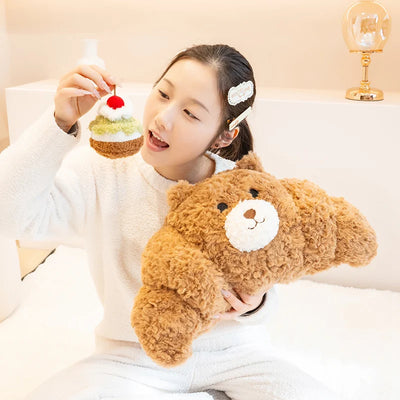 Fuzzy Bear Croissant Plushie Set – Cozy Stuffed Animal with a Sweet Surprise plush toy – – – Image 2 | Plushie Produce