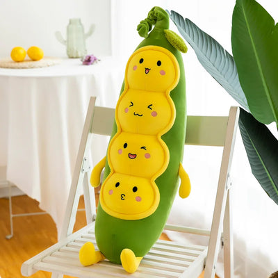 Jumbo Peas in a Pod Plushie, 22-37" | 55-95 cm plush toy – – Yellow – Image 6 | Plushie Produce