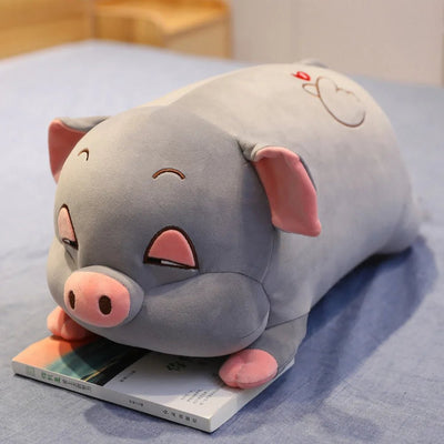 Jumbo Sleepy Pig Plushie, 1.3-3' | 40-90 cm plush toy – – Grey – Image 3 | Plushie Produce