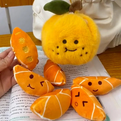Peelable Orange Plushie Keychain, 4" | 11 cm plush toy – – – Image 2 | Plushie Produce