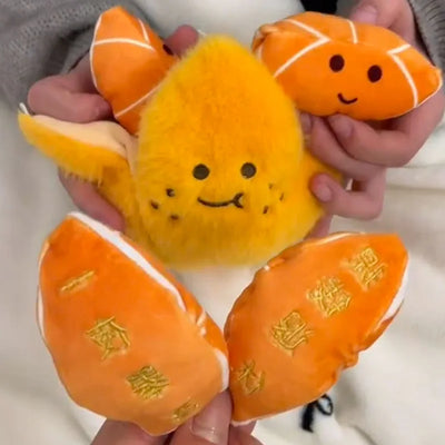 Peelable Orange Plushie Keychain, 4" | 11 cm plush toy – – – Image 5 | Plushie Produce
