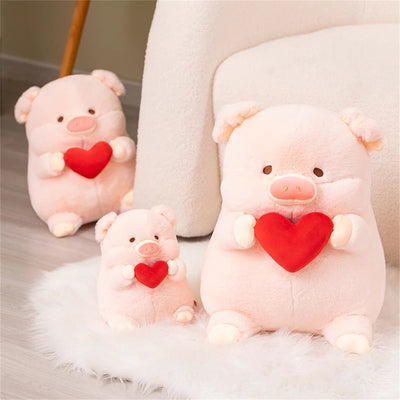 Pig Plushie Holding a Valentine's Heart, 8-16" | 20-40 cm plush toy – – – Image 4 | Plushie Produce