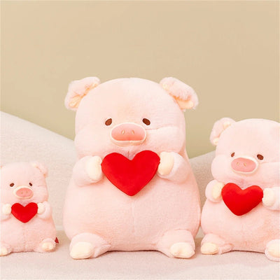 Pig Plushie Holding a Valentine's Heart, 8-16" | 20-40 cm plush toy – – – Image 6 | Plushie Produce