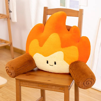 Plush Fire Backrest – Soft Plush Cartoon Flame with Log Arms plush toy – – A – Image 7 | Plushie Produce