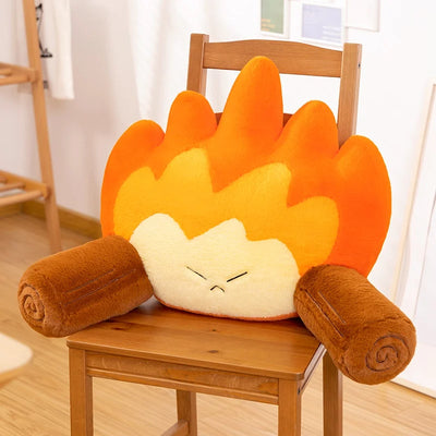 Plush Fire Backrest – Soft Plush Cartoon Flame with Log Arms plush toy – – C – Image 8 | Plushie Produce