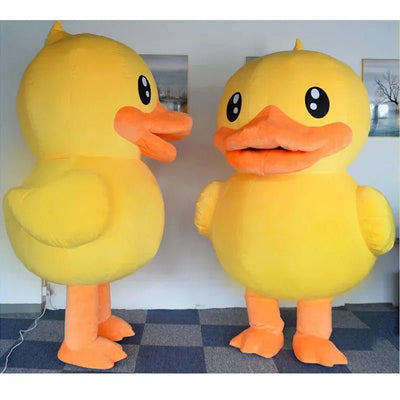 Plush Inflatable Yellow Duck Costume, Two Styles, heights 5-6 ft (1.5-1.85 meters) plush toy – – – Image 1 | Plushie Produce