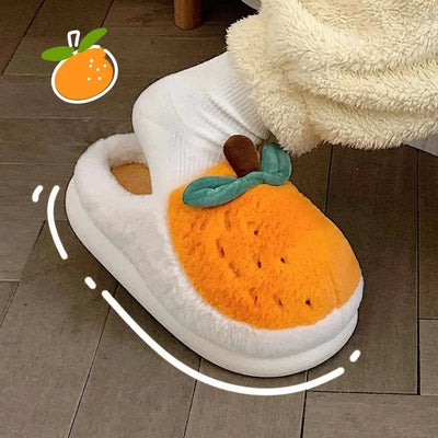 Plush Orange Fruit Slippers, US Men 4-6, Women 5.5-7.5 plush toy – – – Image 4 | Plushie Produce