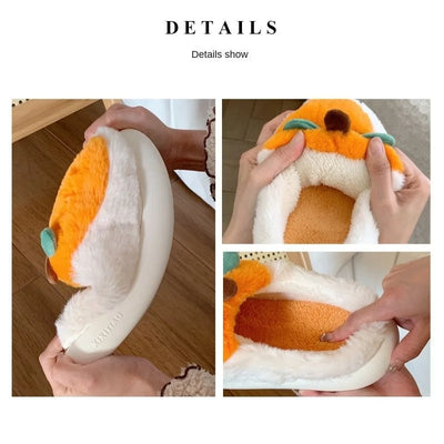 Plush Orange Fruit Slippers, US Men 4-6, Women 5.5-7.5 plush toy – – – Image 6 | Plushie Produce