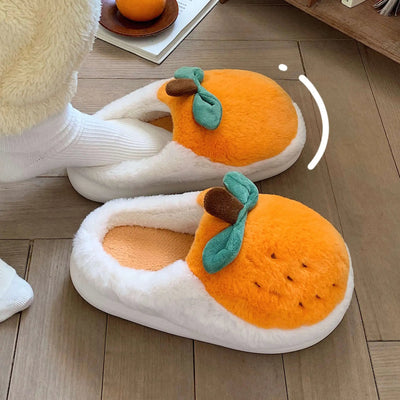 Plush Orange Fruit Slippers, US Men 4-6, Women 5.5-7.5 plush toy – – US Men's 4 / Women's 5.5/ EU 35.5 – Image 7 | Plushie Produce