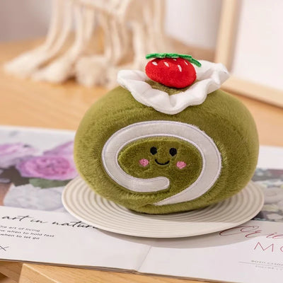 Plush Strawberry Cake Roll – Sweet, Squishy, and Oh-So-Kawaii! plush toy – – Green cake 14cm – Image 6 | Plushie Produce
