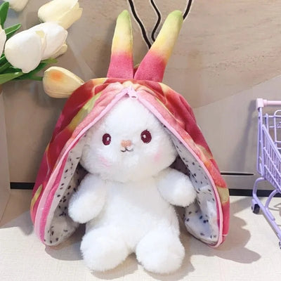 Plushie 2-in-1 Bunny Hiding in Fruit, Six Fruits, 7-10" | 18-25 cm plush toy – – Dragon Fruit – Image 12 | Plushie Produce